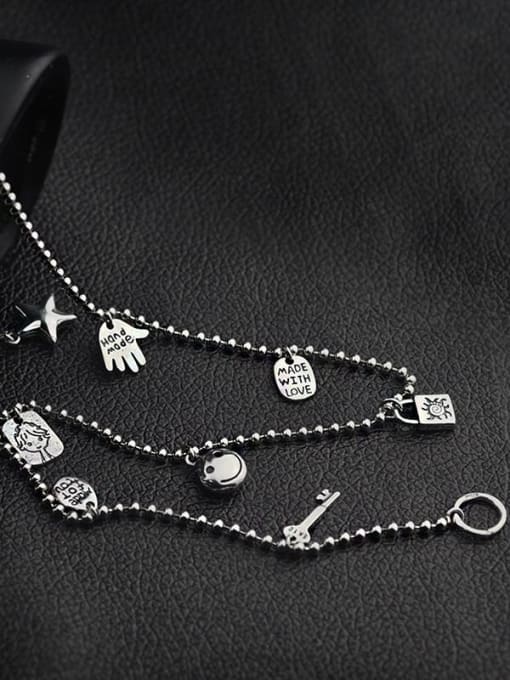 SHUI Vintage Sterling Silver With Retro Old five Star Smiley Necklaces 2
