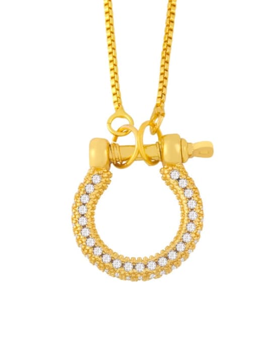 C Brass Cubic Zirconia Geometric Vintage Necklace
