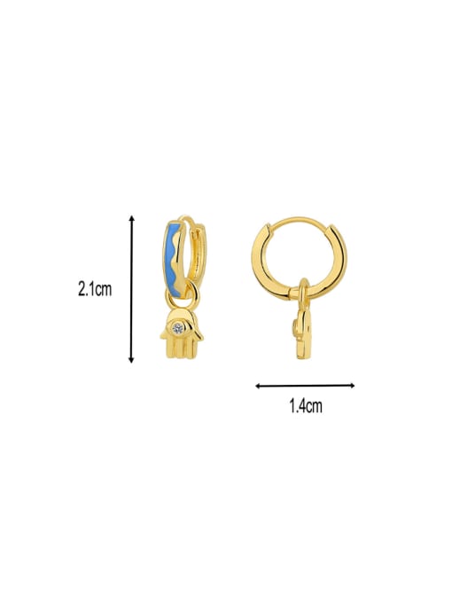 CHARME Brass Enamel Palm Minimalist Huggie Earring 2