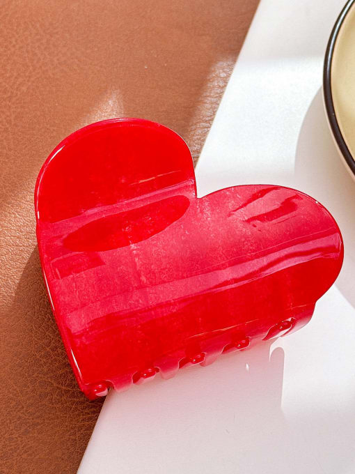 Red 8.6cm Cellulose Acetate Minimalist Heart Alloy Multi Color Jaw Hair Claw