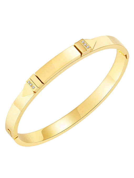 995 gold plated bracelet Titanium Steel Rhinestone Geometric Minimalist Band Bangle