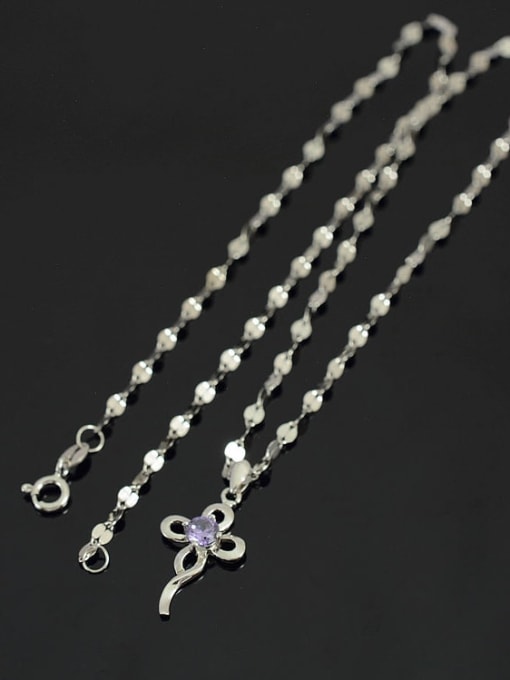 A TEEM 925 Sterling Silver Rhinestone Flower Minimalist Necklace