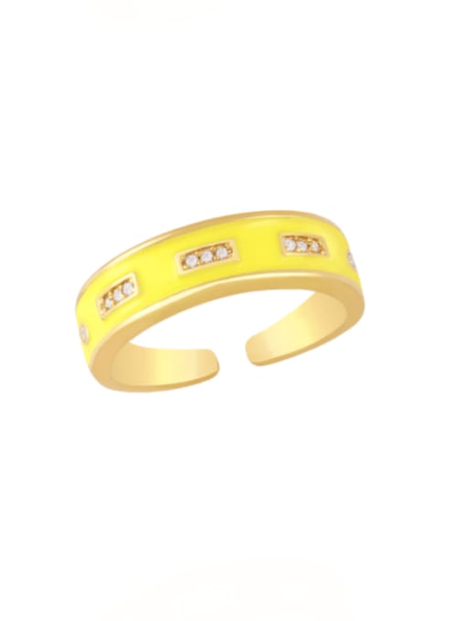 CC Brass Enamel Geometric Minimalist Band Ring 2
