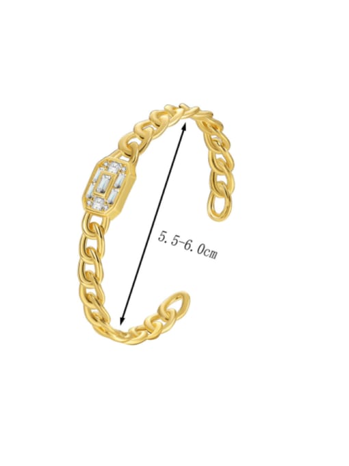 Gold Hip Hop Style Zircon Bracelet Brass Cubic Zirconia Geometric Minimalist Bracelet