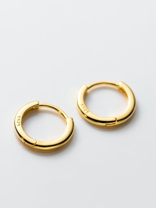 Gold 14MM 925 Sterling Silver Geometric Minimalist Huggie Earring