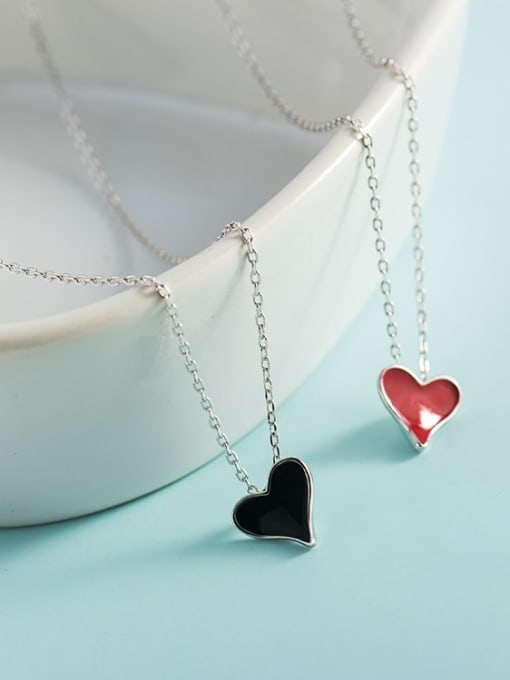 XBOX 925 Sterling Silver Enamel Heart Minimalist  Pendant Necklace 0