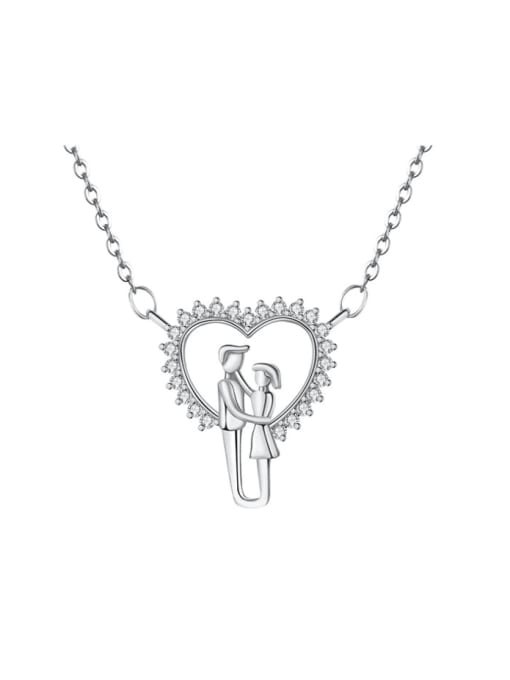 BC-Swarovski Elements 925 Sterling Silver Cubic Zirconia Heart Dainty Necklace 0