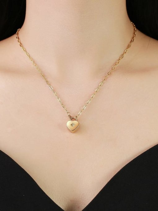 LI MUMU Stainless steel Rhinestone Heart Minimalist Necklace 1