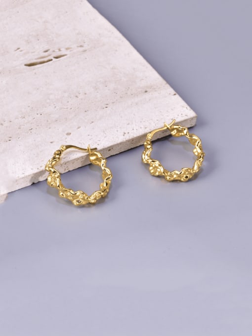 18K gold Titanium Steel Round Hip Hop Hoop Earring