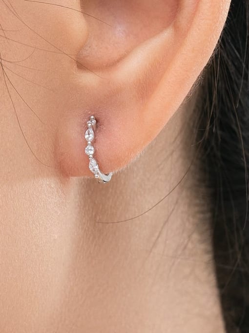 MODN 925 Sterling Silver Turquoise Geometric Dainty Huggie Earring 1