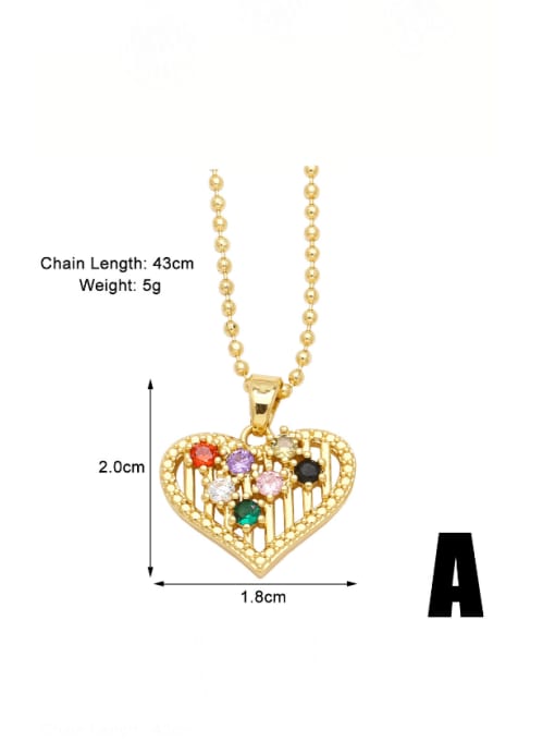 A Brass Cubic Zirconia Heart Trend Necklace