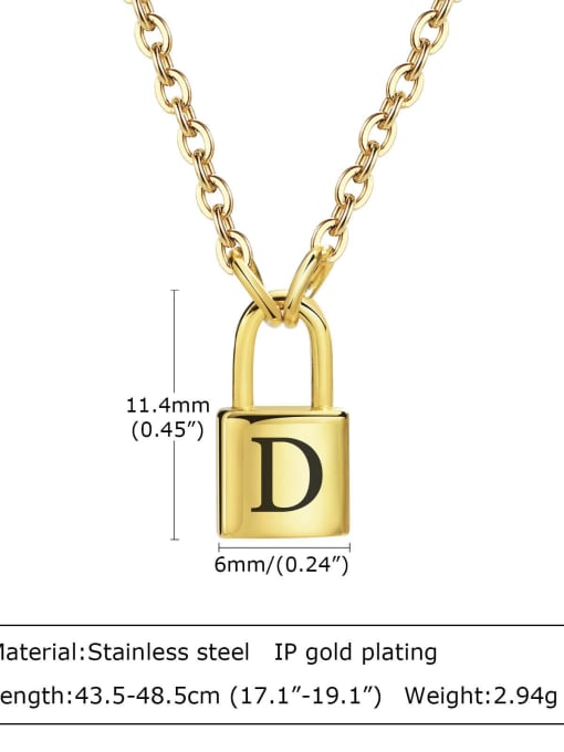 D letter 43.5 +5CM Stainless steel Letter Hip Hop Necklace