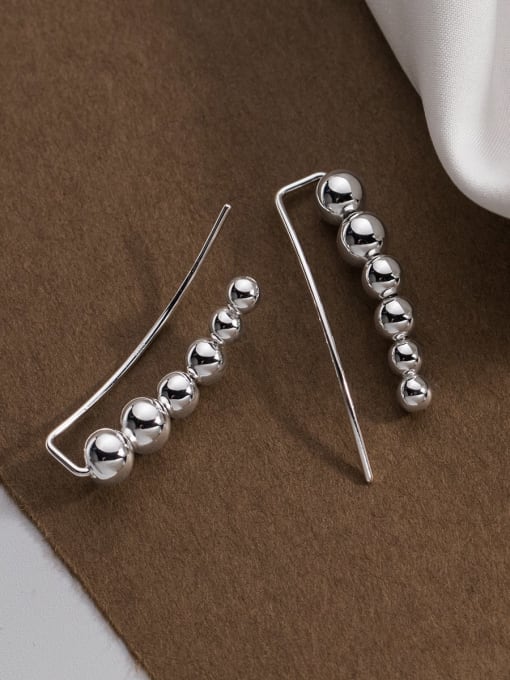 Rosh 925 Sterling Silver Bead Minimalist Hook Earring 1