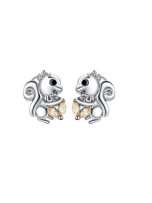 Jare 925 Sterling Silver Icon Squirrel  Cute Stud Earring 0