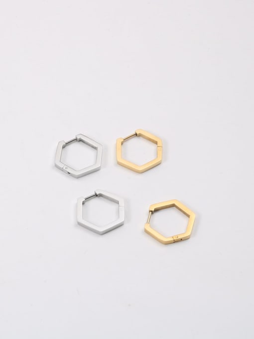 GROSE Titanium Steel Hexagon Minimalist Huggie Earring 2