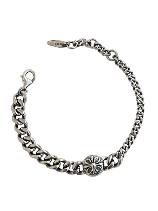 DAKA 925 Sterling Silver Flower Vintage Link Bracelet