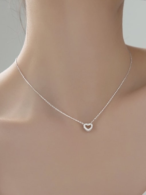 Rosh 925 Sterling Silver Cubic Zirconia Heart Dainty Necklace 3