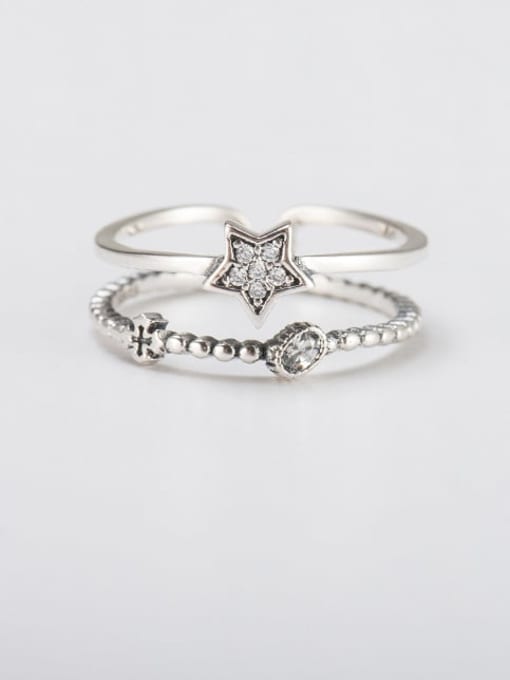 XBOX 925 Sterling Silver Rhinestone Star Vintage Stackable Ring 0