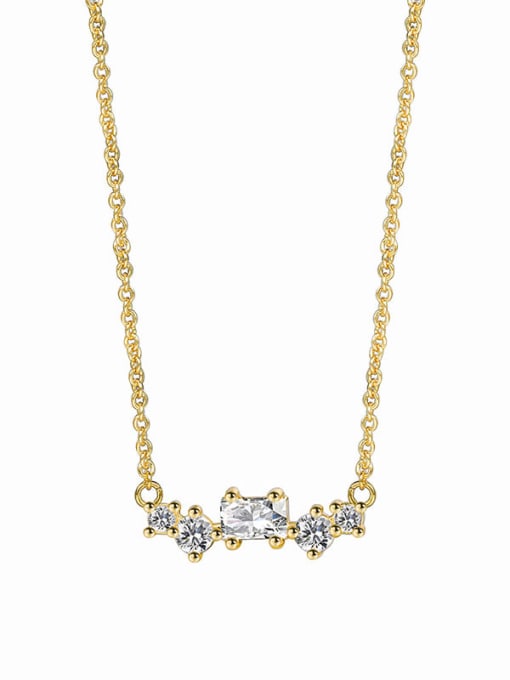 Gold zircon necklace Brass Cubic Zirconia Geometric Dainty Necklace