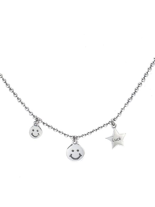 XBOX 925 Sterling Silver Cubic Zirconia Star Hip Hop Smiley  Pendant Necklace