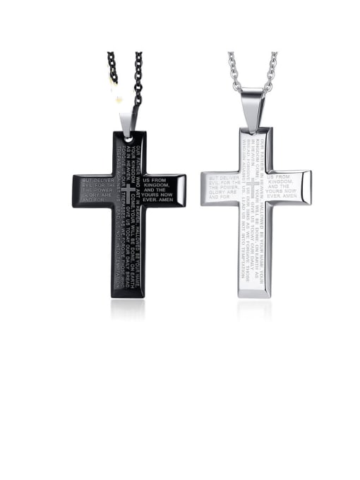CONG Stainless Steel Letter Cross Minimalist Regligious Necklace 0