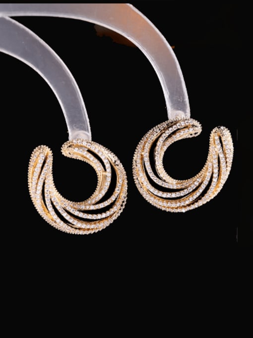 Luxu Brass Cubic Zirconia Geometric Luxury Multi-layer Cluster Earring 0