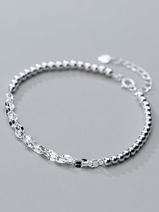 Rosh 925 sterling silver minimalist small silver light Beaded multi-layer twisted bracelet 1