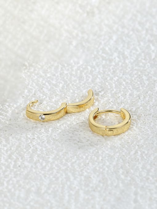 Gold single drill ear ring Brass Rhinestone Geometric Minimalist Huggie Earring