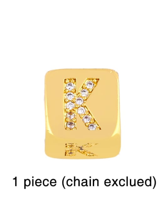 K Brass Cubic Zirconia square  Letter Minimalist Adjustable Bracelet