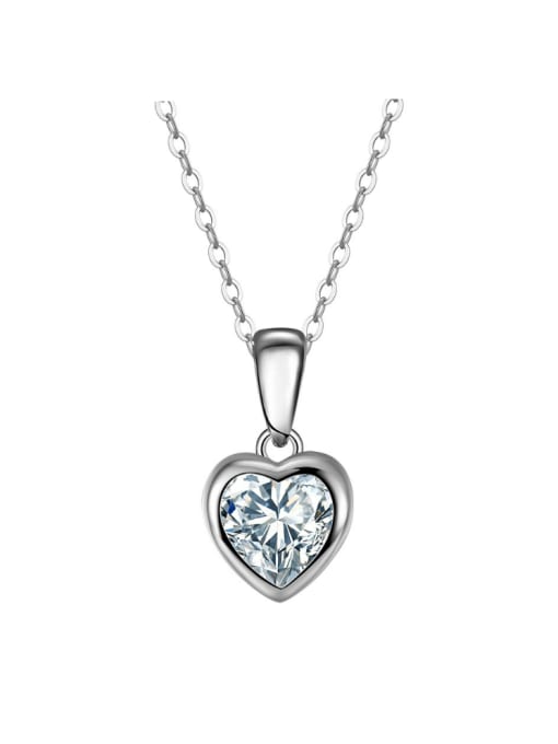 RINNTIN 925 Sterling Silver Cubic Zirconia Heart Minimalist Necklace 2