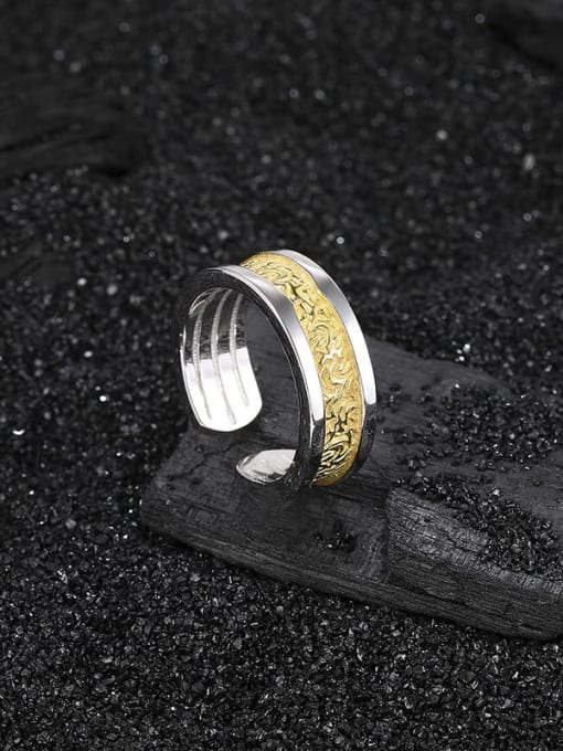 KDP1683 Gold 925 Sterling Silver Geometric Vintage Band Ring