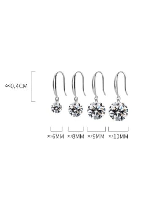 Rosh 925 Sterling Silver Cubic Zirconia White Round Dainty Hook Earring 2