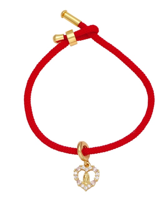 C Brass Cubic Zirconia Heart Hip Hop Handmade Weave Bracelet