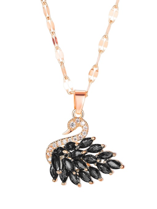1685 black necklace Titanium Cubic Zirconia Swan Dainty Necklace