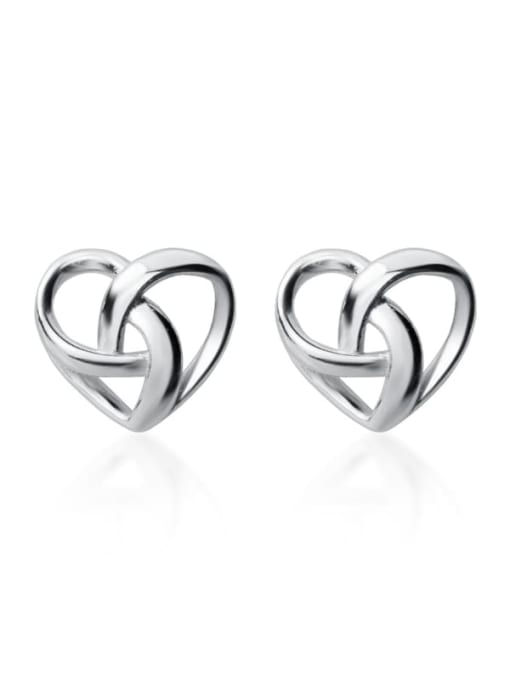 Rosh 925 Sterling Silver  Hollow Heart Minimalist Stud Earring 2
