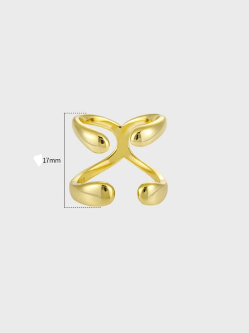18K gold 【 adjustable size 14 】 925 Sterling Silver Geometric Cross Vintage Band Ring