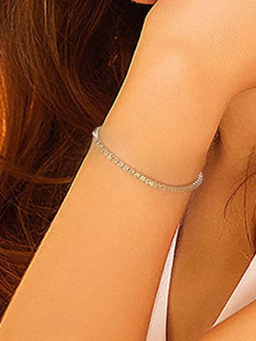 RINNTIN 925 Sterling Silver Cubic Zirconia Geometric Minimalist Adjustable Bracelet 1