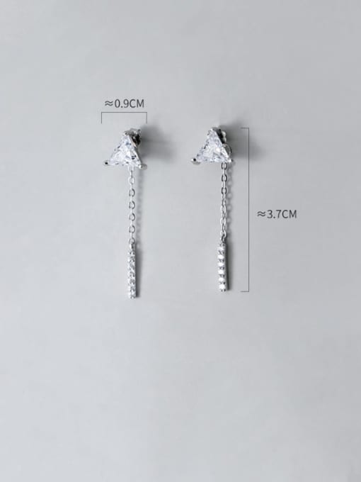 Rosh 925 Sterling Silver Cubic Zirconia  Triangle Minimalist Threader Earring 2