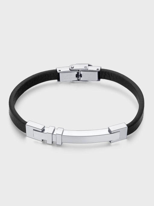 Open Sky Stainless steel Leather Geometric Minimalist Bracelet 0
