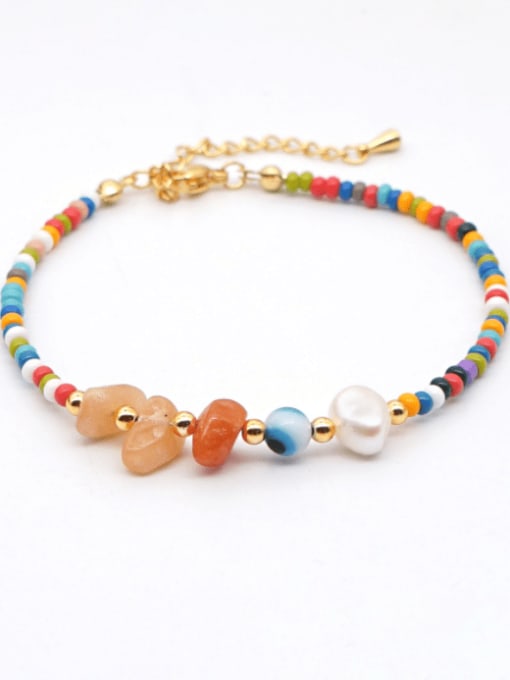 ZZ A200005A Stainless steel  Irregular Bohemia  Bead Multi Color Anklet
