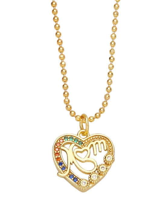 B Brass Cubic Zirconia Crown Vintage Heart Pendant Necklace