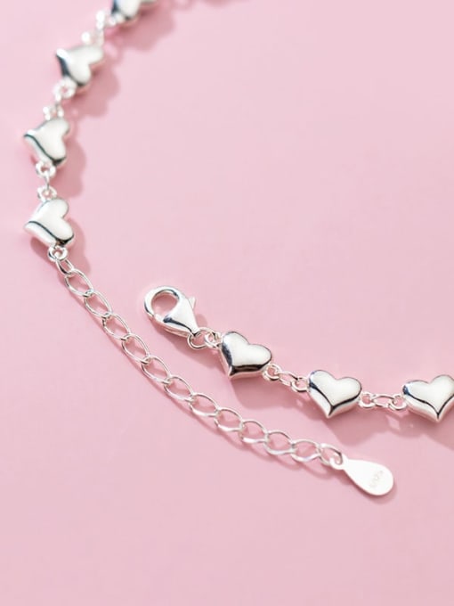 Rosh 925 Sterling Silver Heart Minimalist Link Bracelet 1