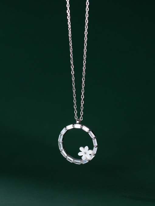 Rosh 925 Sterling Silver Cubic Zirconia Round Minimalist Necklace 1