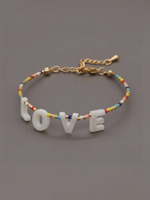 MI B210041A Miyuki Millet Bead Multi Color Acrylic Letter Bohemia Handmade Weave Bracelet