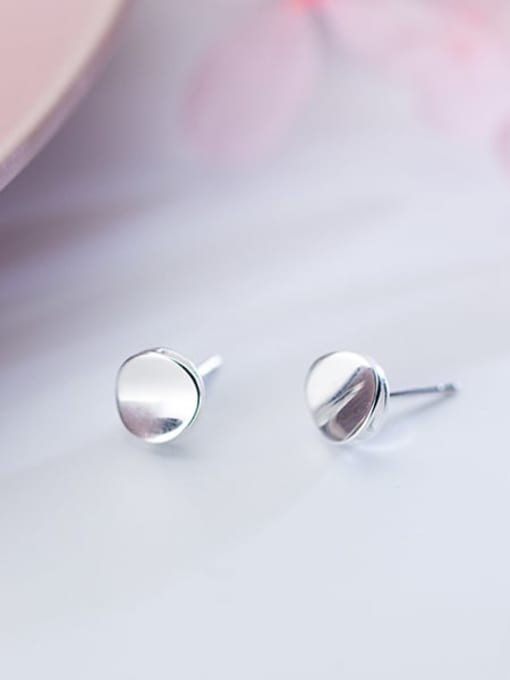 Rosh 925 Sterling Silver Smooth Round Minimalist Stud Earring 0
