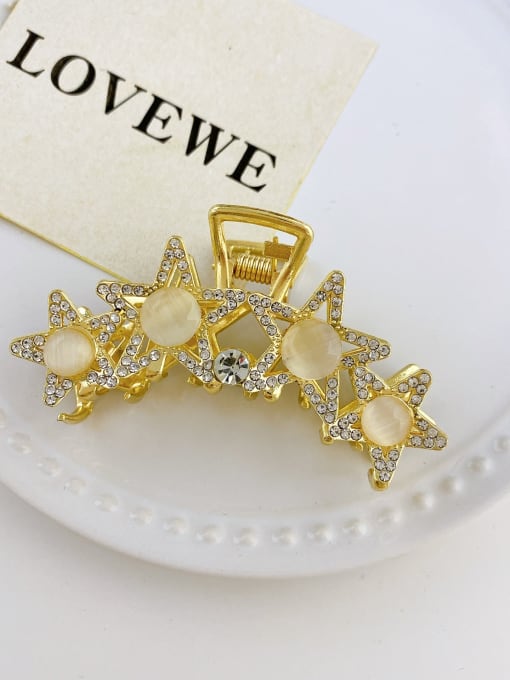 Four star opal 7.5cm Alloy Imitation Pearl  Trend  Five-pointed star Jaw Hair Claw
