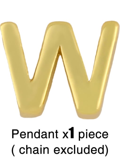 W (without chain) Brass Smooth Minimalist Letter Pendant