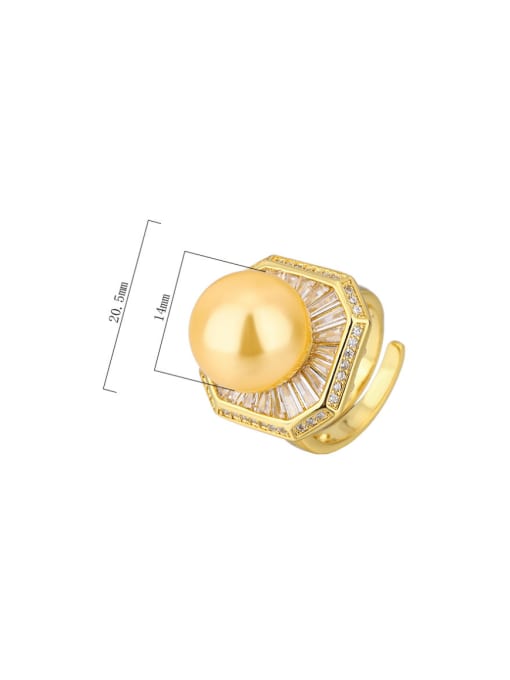 ROSS Brass Imitation Pearl Square Trend Band Ring 3