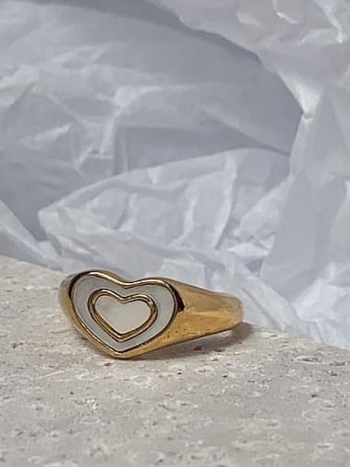 A TEEM Titanium Steel Shell Heart Minimalist Band Ring 0