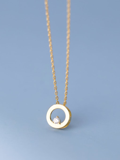 Gold 925 Sterling Silver Rhinestone Geometric Minimalist Necklace